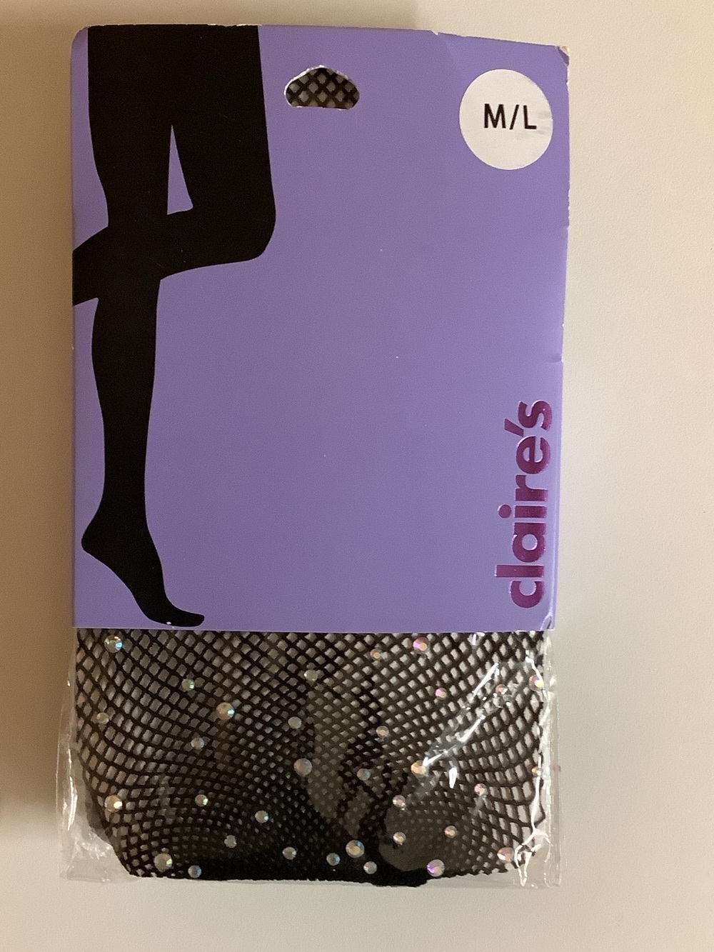 Claire's Women’s Size M/L Black Fishnet Rhinestone Stockings. New